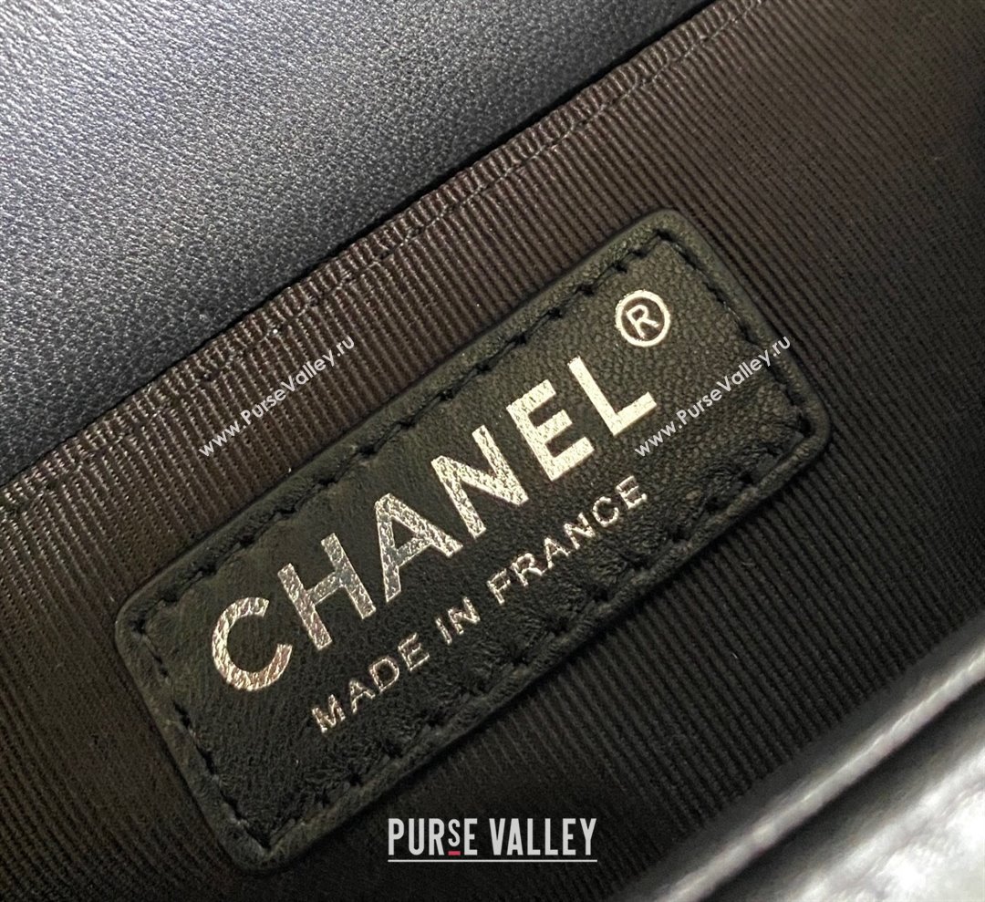 Chanel Chevron Lambskin Small Classic Leboy Flap Bag A67085 Black Aged Silver 2023 1020 (YD-231020070)