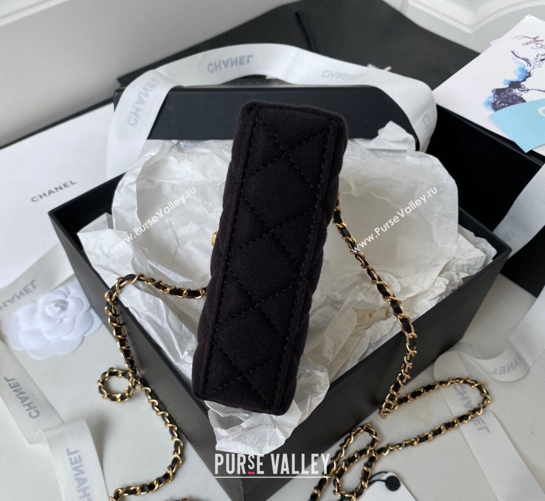 Chanel Knit Fabric Clutch with Chain AP3435 Black 2023 (yezi-231020020)