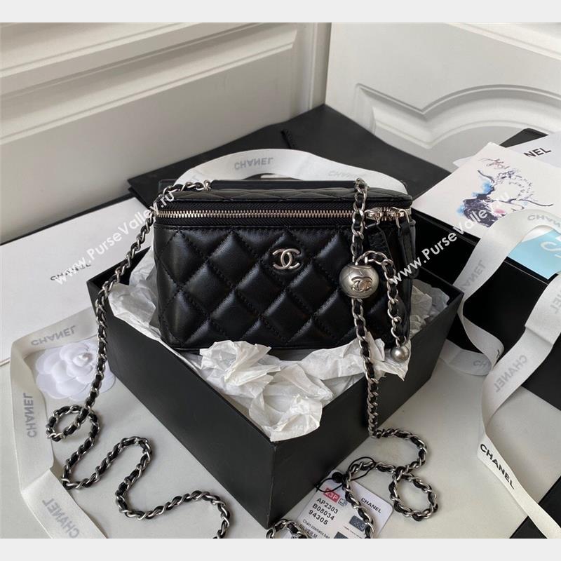 Chanel Lambskin Vanity Clutch with Chain and Ball AP2303 Black Silver 2023 (yezi-231020023)