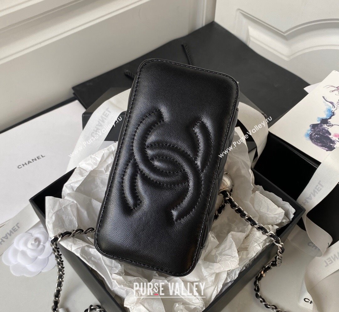 Chanel Lambskin Vanity Clutch with Chain and Ball AP2303 Black Silver 2023 (yezi-231020023)