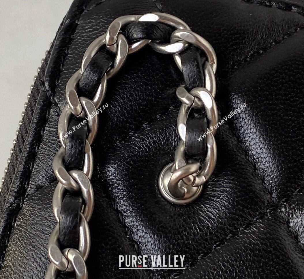 Chanel Lambskin Vanity Clutch with Chain and Ball AP2303 Black Silver 2023 (yezi-231020023)