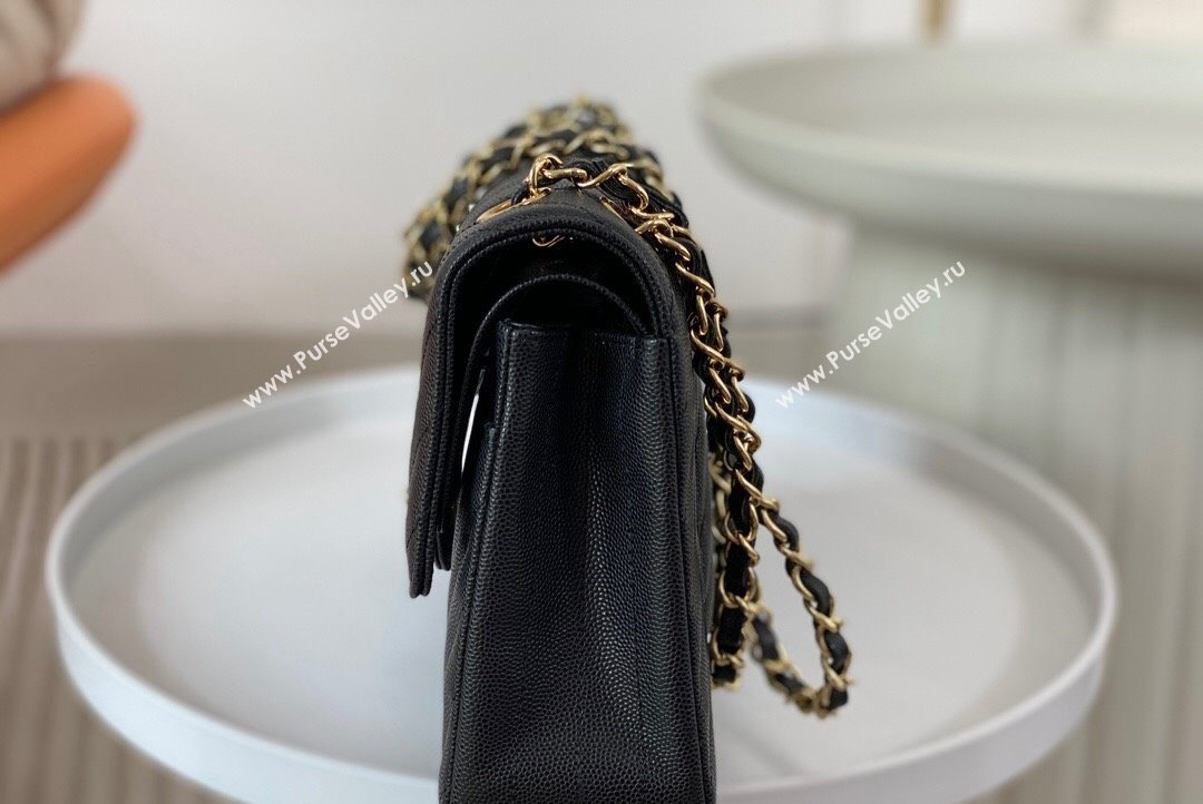 Chanel Chevron Grained Calfskin Medium Classic Flap Bag Black Gold 2023 A01112 1020 (SM-231020085)