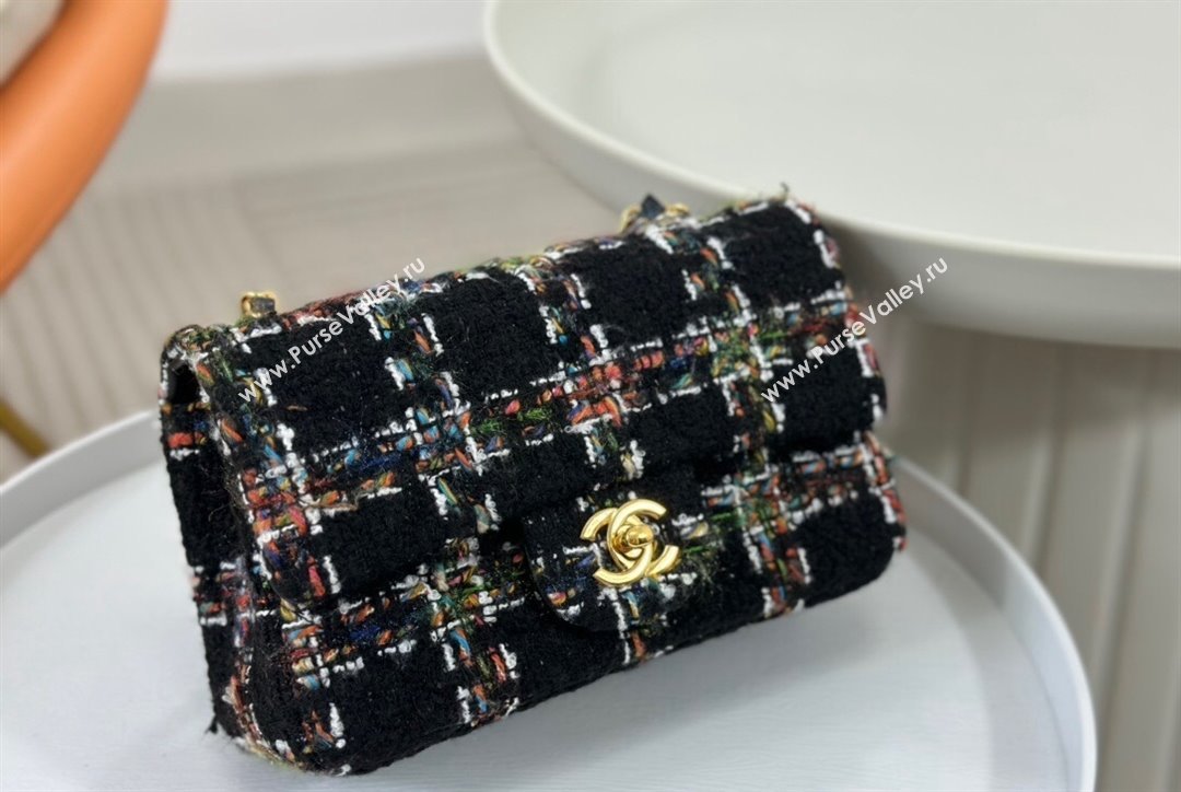 Chanel Classic Tweed Mini Flap Bag A01116 Black Multicolor 2023 1020 (yezi-231020057)