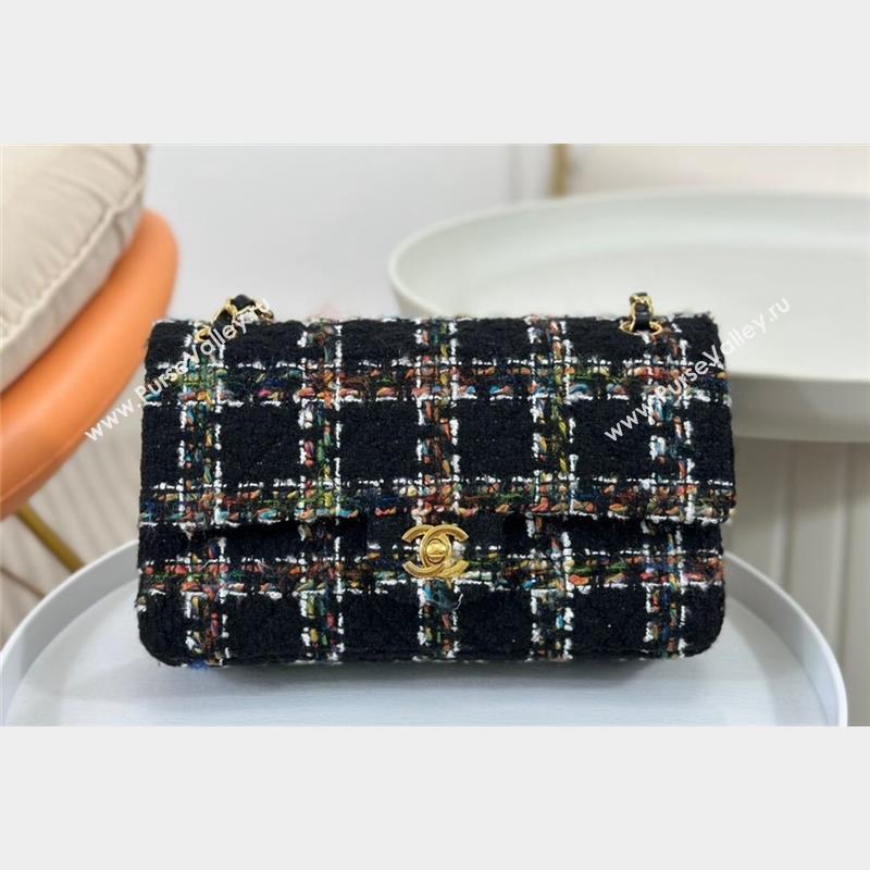 Chanel Classic Tweed Medium Flap Bag A01112 Black Multicolor 2023 1020 (yezi-231020048)