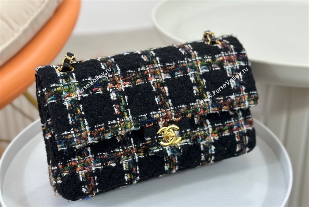 Chanel Classic Tweed Medium Flap Bag A01112 Black Multicolor 2023 1020 (yezi-231020048)