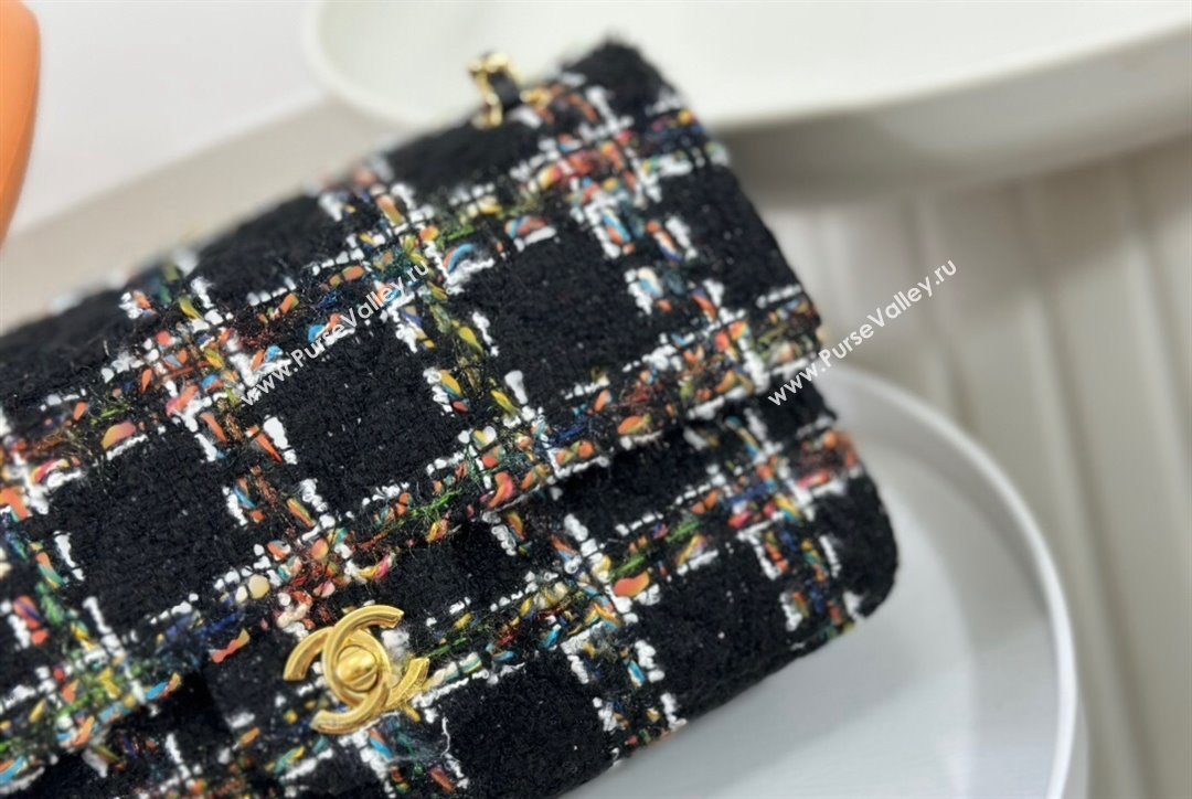 Chanel Classic Tweed Medium Flap Bag A01112 Black Multicolor 2023 1020 (yezi-231020048)