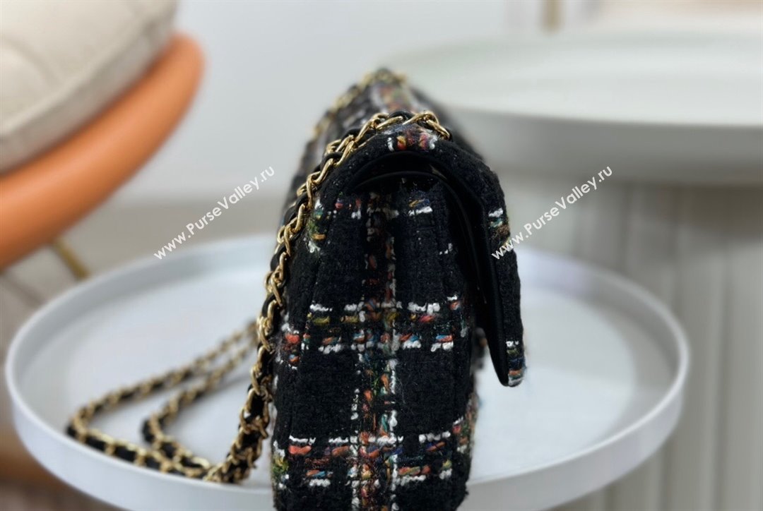 Chanel Classic Tweed Medium Flap Bag A01112 Black Multicolor 2023 1020 (yezi-231020048)