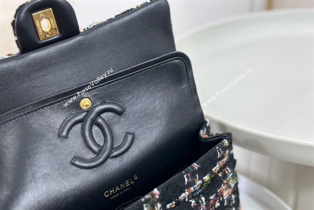 Chanel Classic Tweed Medium Flap Bag A01112 Black Multicolor 2023 1020 (yezi-231020048)