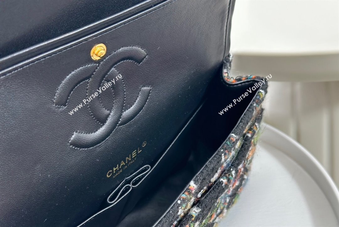 Chanel Classic Tweed Medium Flap Bag A01112 Black Multicolor 2023 1020 (yezi-231020048)