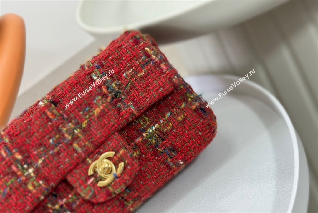 Chanel Classic Tweed Mini Flap Bag A01116 Red 2 2023 1020 (yezi-231020058)