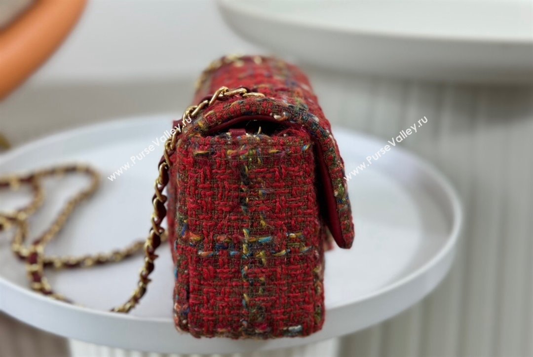 Chanel Classic Tweed Mini Flap Bag A01116 Red 2 2023 1020 (yezi-231020058)