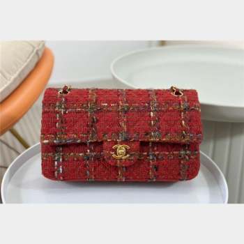 Chanel Classic Tweed Medium Flap Bag A01112 Red 2 2023 1020 (yezi-231020049)