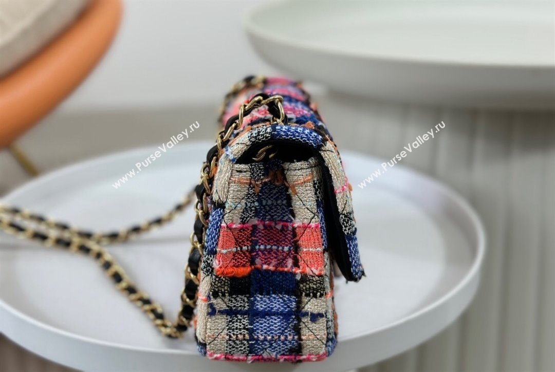 Chanel Classic Tweed Mini Flap Bag A01116 Pink Blue Beige 2023 1020 (yezi-231020059)