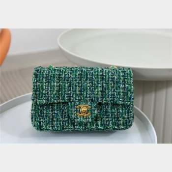 Chanel Classic Tweed Mini Flap Bag A01116 Green 2 2023 1020 (yezi-231020060)