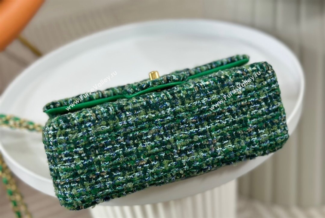 Chanel Classic Tweed Mini Flap Bag A01116 Green 2 2023 1020 (yezi-231020060)