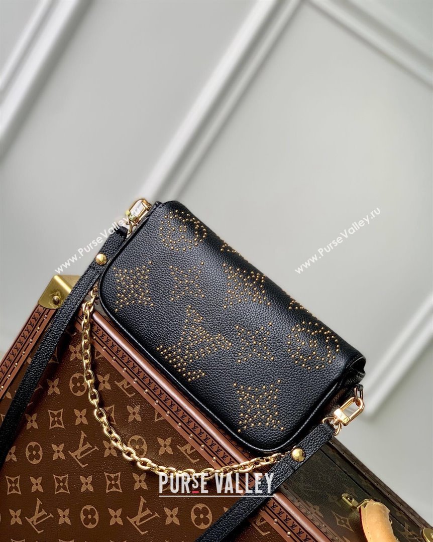 Louis Vuitton Wallet on Chain Ivy Mini Bag in Black Monogram Empreinte Leather with Studs M82653 2023 (KI-231020090)