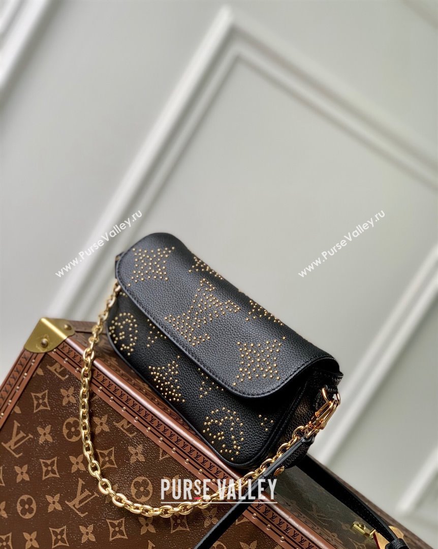 Louis Vuitton Wallet on Chain Ivy Mini Bag in Black Monogram Empreinte Leather with Studs M82653 2023 (KI-231020090)