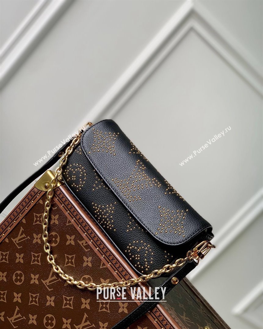 Louis Vuitton Wallet on Chain Ivy Mini Bag in Black Monogram Empreinte Leather with Studs M82653 2023 (KI-231020090)