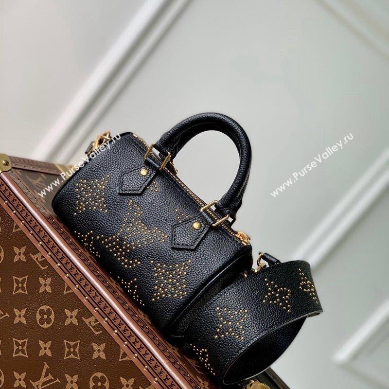 Louis Vuitton Nano Speedy Bag in Black Monogram Empreinte Leather with Studs M46745 2023 (KI-231020091)