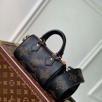 Louis Vuitton Nano Speedy Bag in Black Monogram Empreinte Leather with Studs M46745 2023 (KI-231020091)