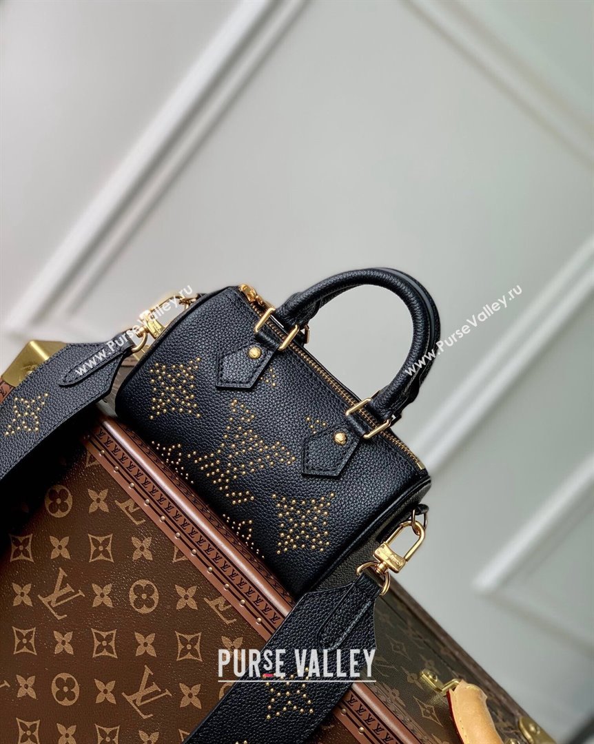 Louis Vuitton Nano Speedy Bag in Black Monogram Empreinte Leather with Studs M46745 2023 (KI-231020091)