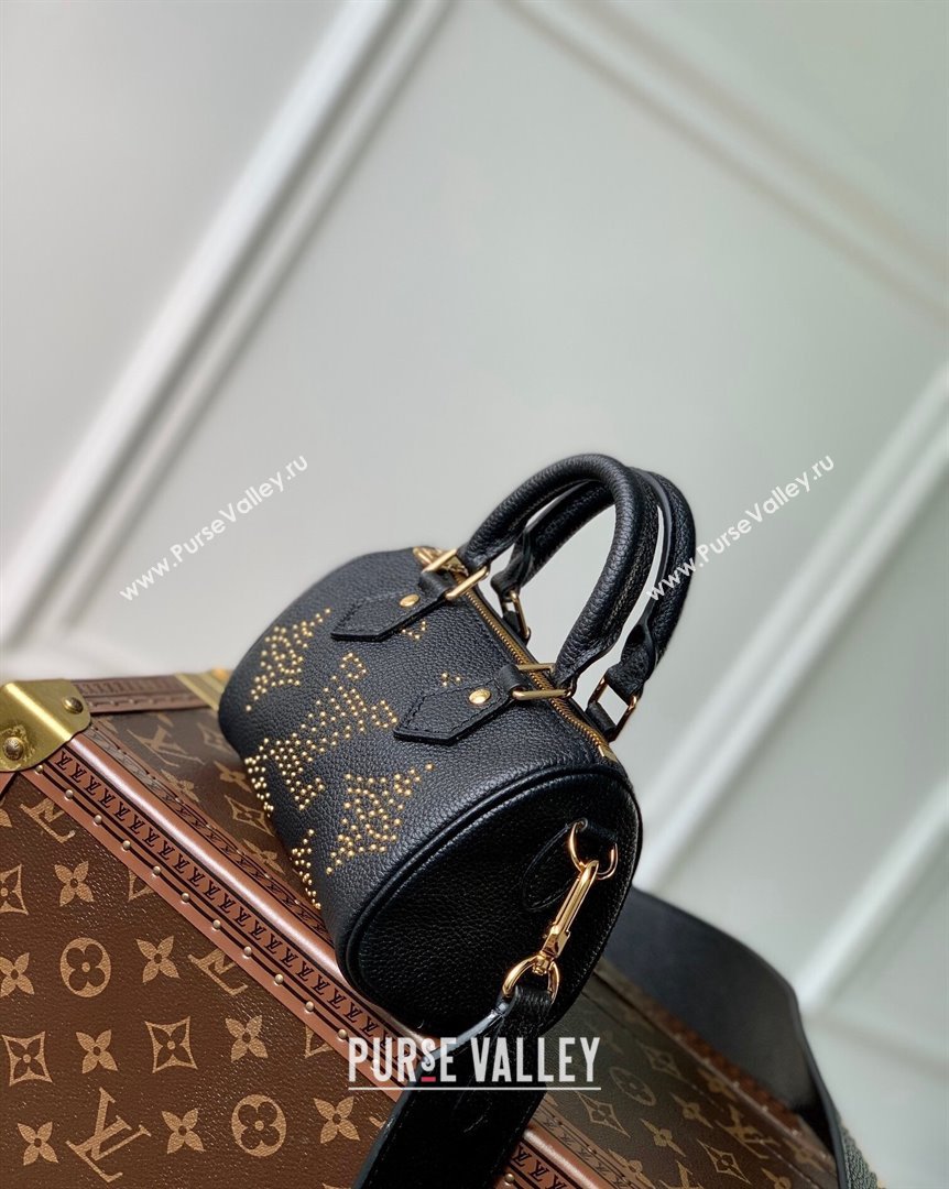 Louis Vuitton Nano Speedy Bag in Black Monogram Empreinte Leather with Studs M46745 2023 (KI-231020091)