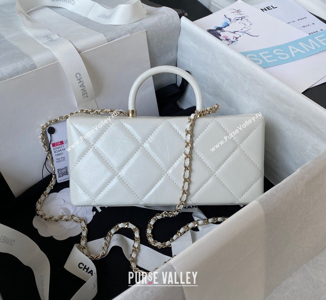 Chanel Quilted Shiny Calfskin Box Bag AS4471 White 2023 (yezi-231020025)