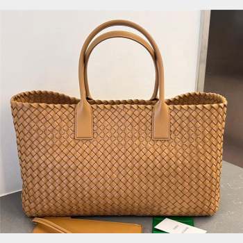 Bottega Veneta Large Cabat Tote Bag in Intreccio Leather Light Brown 2023 608811 (WT-231023078)