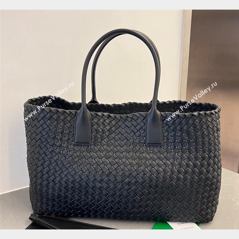 Bottega Veneta Large Cabat Tote Bag in Intreccio Leather Black 2023 608811 (WT-231023079)