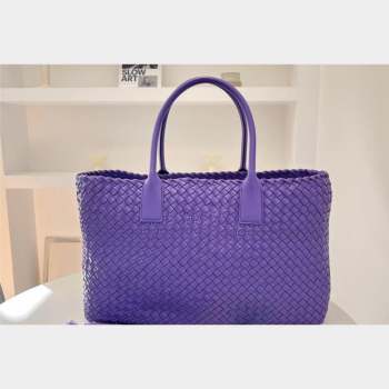 Bottega Veneta Large Cabat Tote Bag in Intreccio Leather Purple 2023 608811 (WT-231023081)