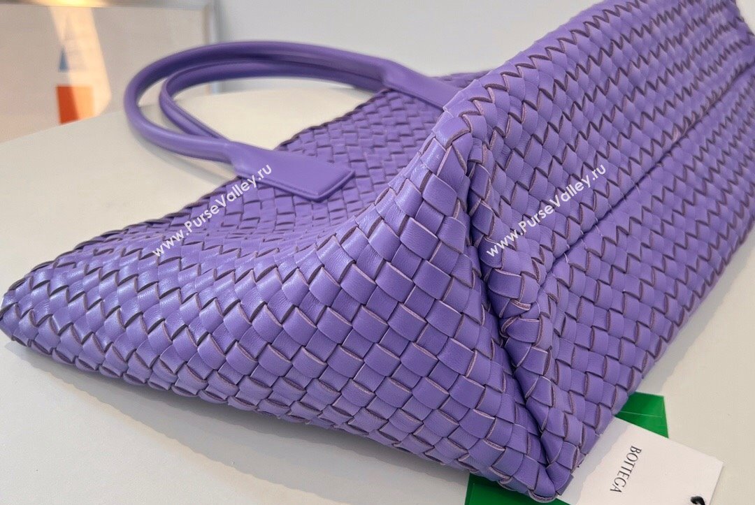 Bottega Veneta Large Cabat Tote Bag in Intreccio Leather Purple 2023 608811 (WT-231023081)