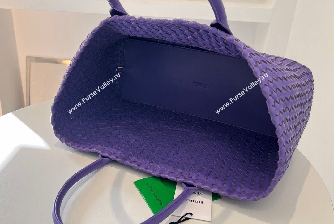 Bottega Veneta Large Cabat Tote Bag in Intreccio Leather Purple 2023 608811 (WT-231023081)