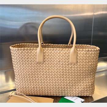 Bottega Veneta Large Cabat Tote Bag in Intreccio Leather Almond Pink 2023 608811 (WT-231023084)