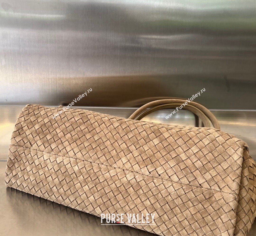 Bottega Veneta Large Cabat Tote Bag in Intreccio Suede Camel Brown 2023 608811 (WT-231023091)