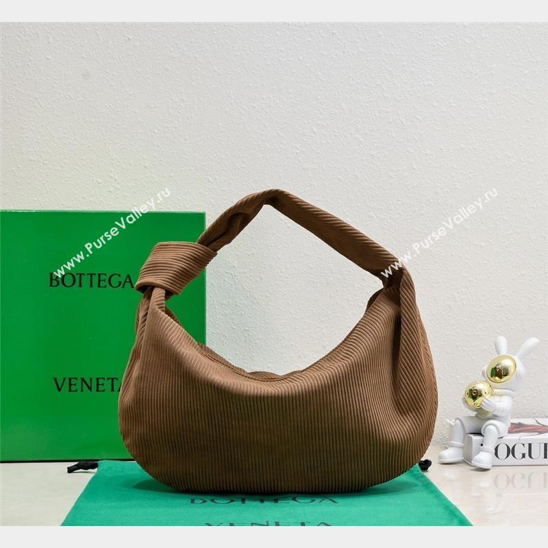 Bottega Veneta Small Jodie Hobo Bag in Corduroy Suede Jacobean Brown 2023 600261 (WT-231023073)