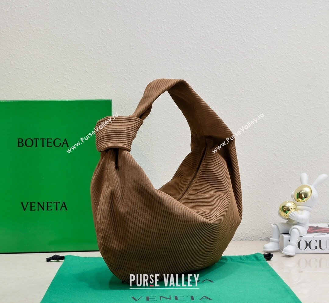 Bottega Veneta Small Jodie Hobo Bag in Corduroy Suede Jacobean Brown 2023 600261 (WT-231023073)