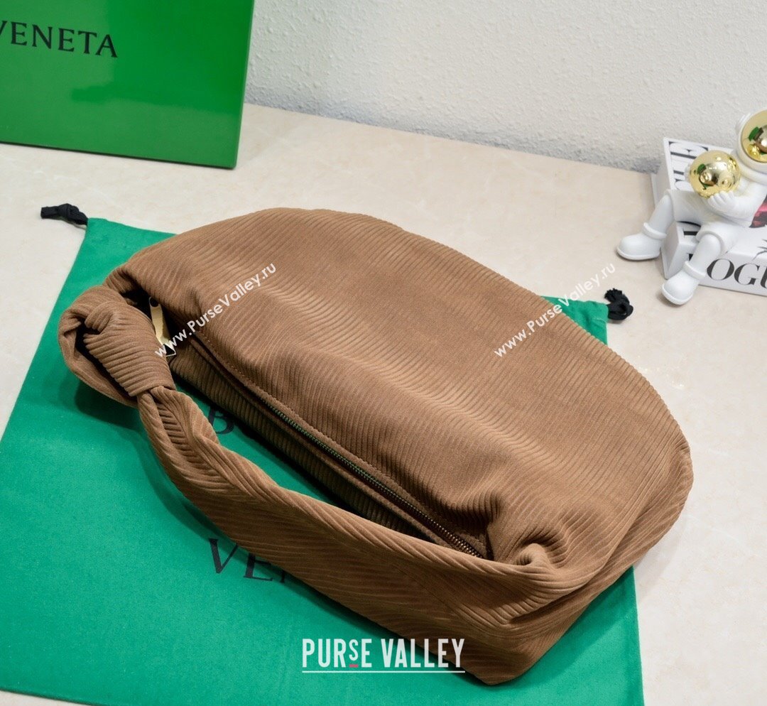 Bottega Veneta Small Jodie Hobo Bag in Corduroy Suede Jacobean Brown 2023 600261 (WT-231023073)