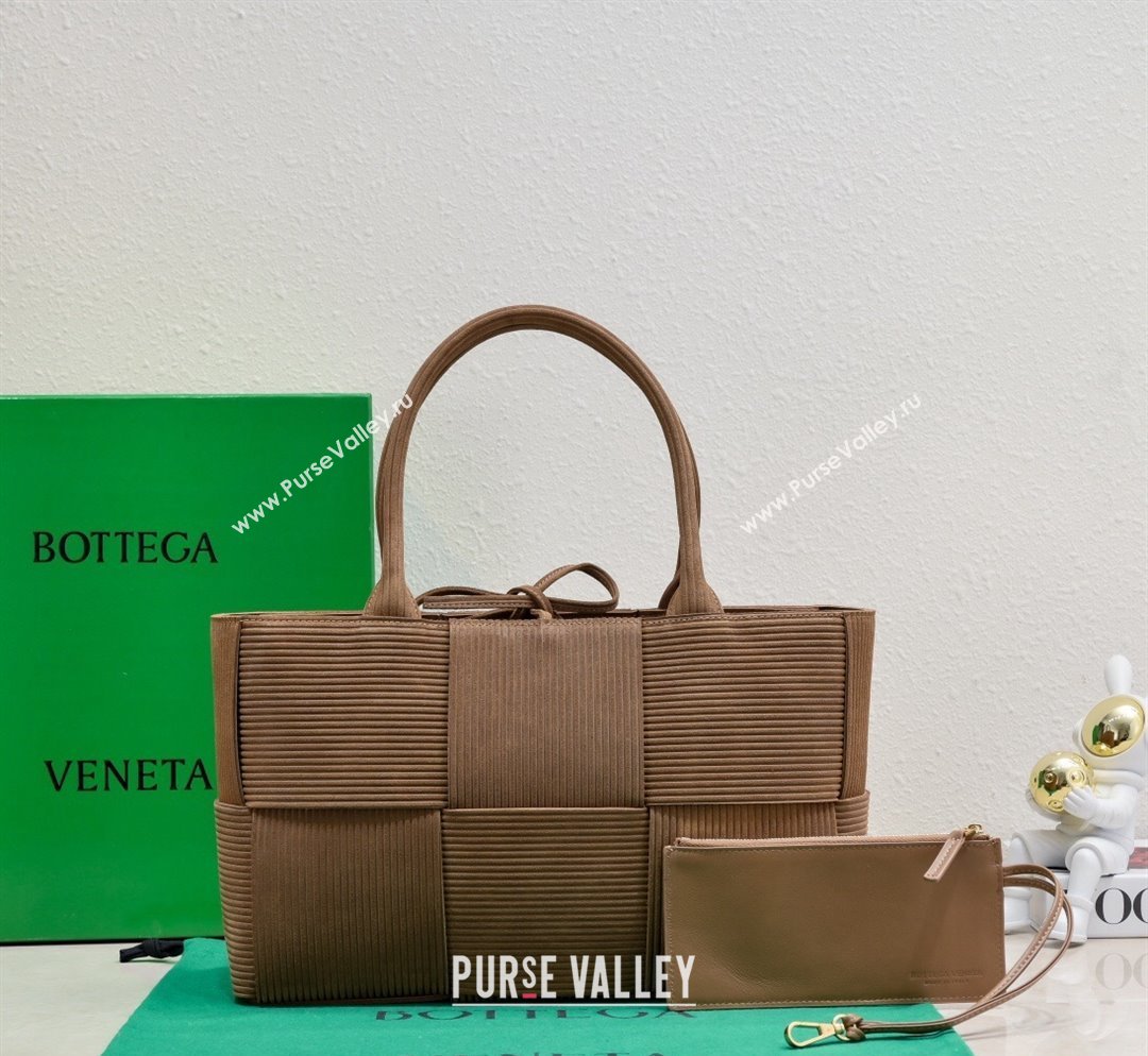 Bottega Veneta Small Arco Tote Bag in Corduroy Suede Jacobean Brown 2023 757822 (WT-231023074)