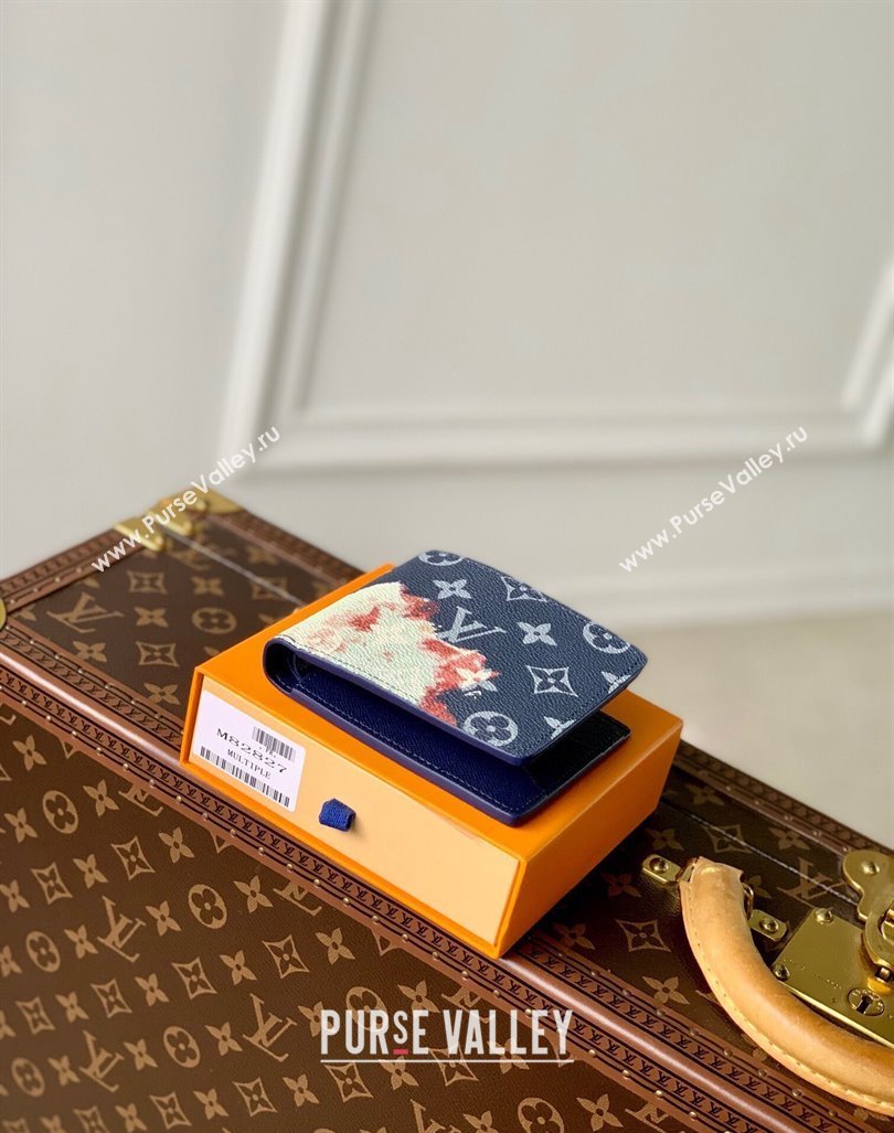 Louis Vuitton Pocket Organizer Wallet in Ink Blue Monogram Bleach Canvas M82828 2023 (KI-231031073)