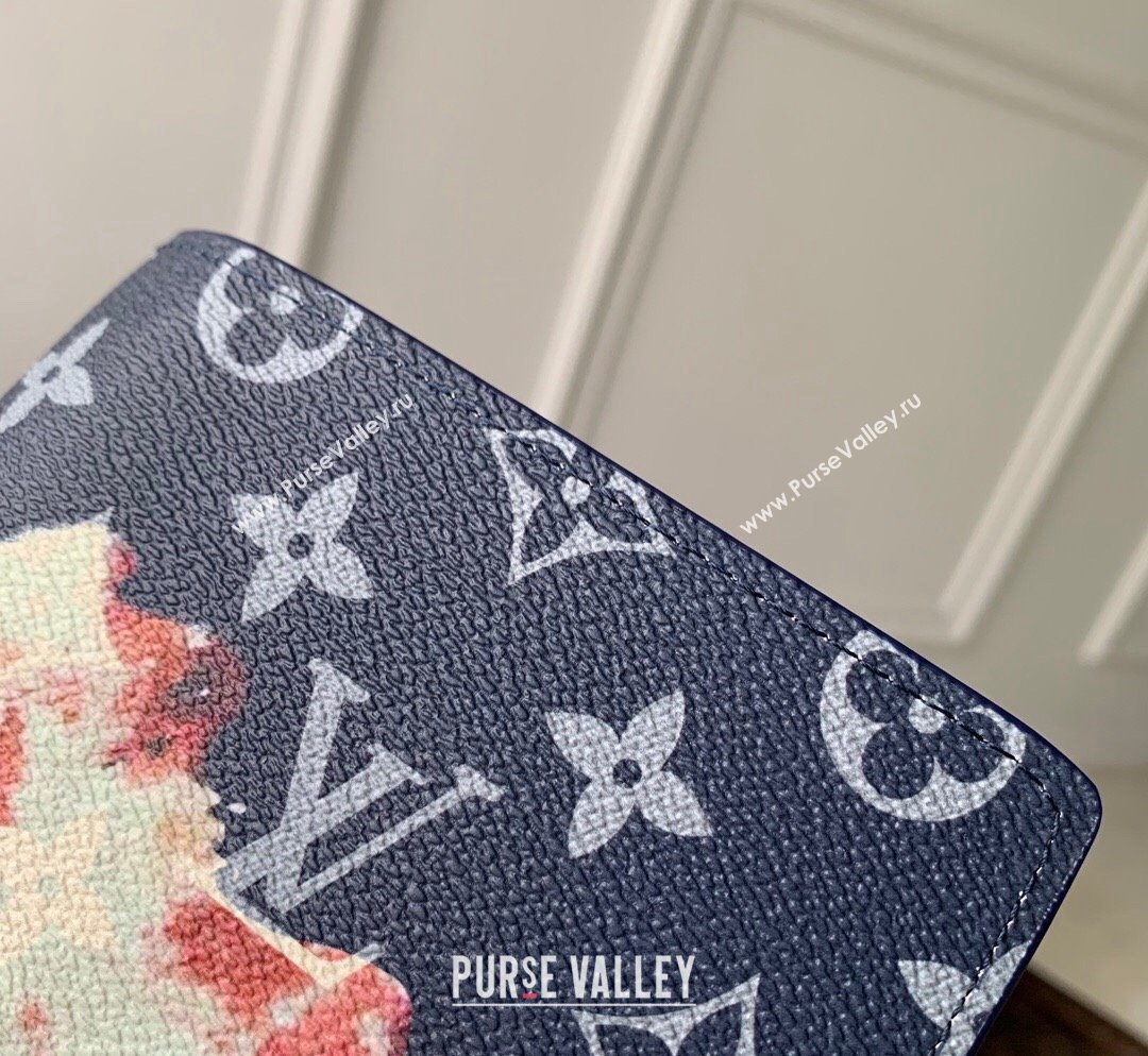 Louis Vuitton Pocket Organizer Wallet in Ink Blue Monogram Bleach Canvas M82828 2023 (KI-231031073)