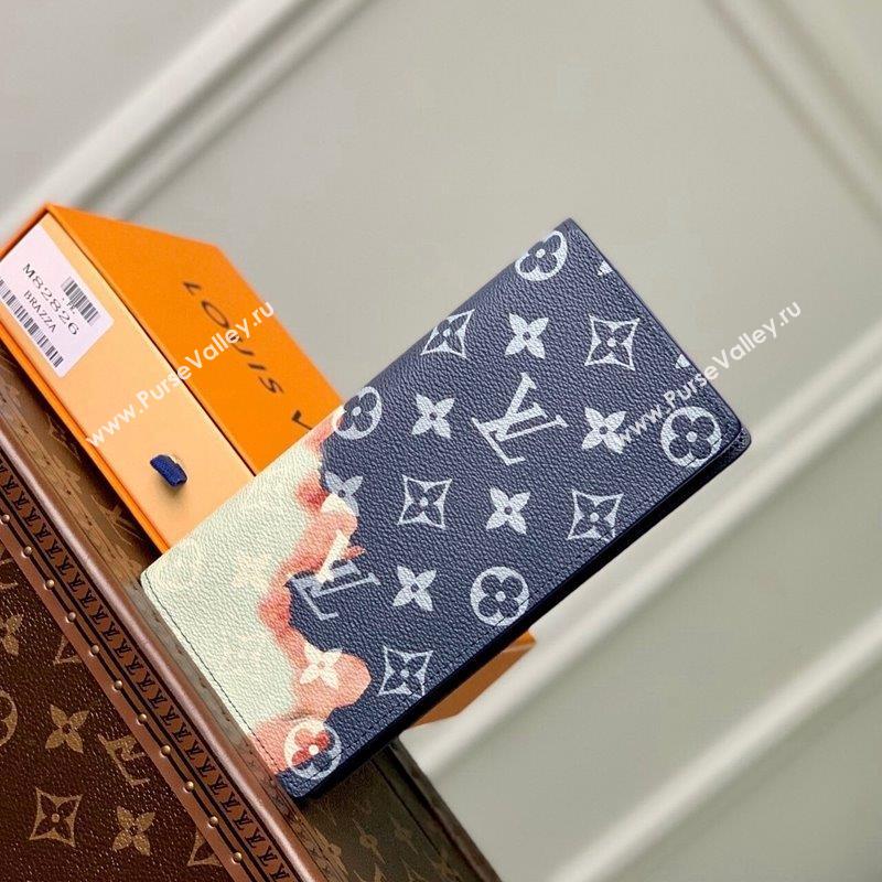 Louis Vuitton Brazza Wallet in Ink Blue Monogram Bleach Canvas M82826 2023 (KI-231031074)