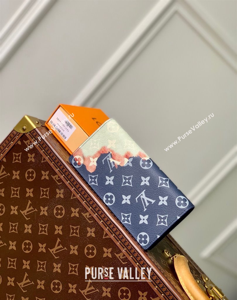 Louis Vuitton Brazza Wallet in Ink Blue Monogram Bleach Canvas M82826 2023 (KI-231031074)