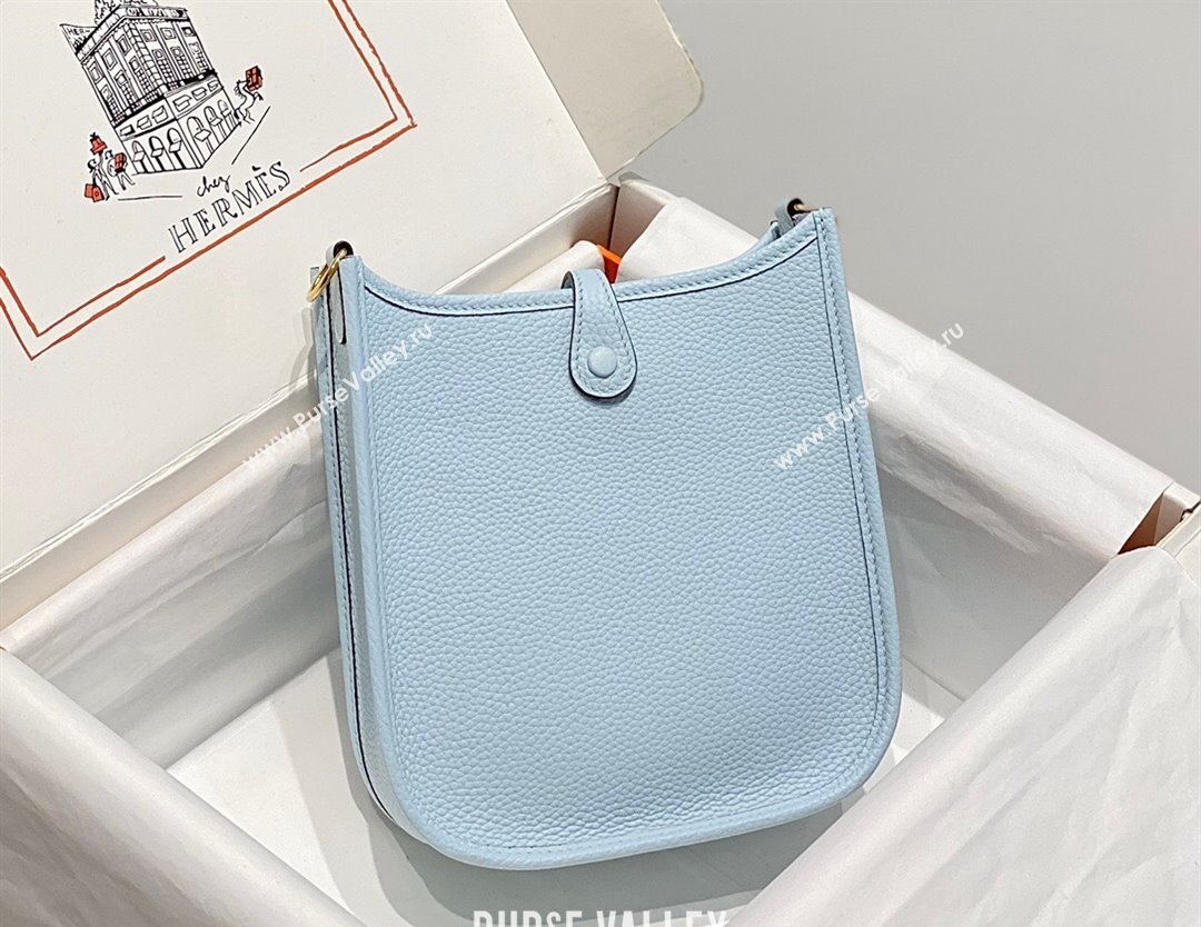 Hermes Evelyne Mini Bag 18cm in Togo Calfskin Grail Blue/Gold 2023 ( Half Handmade) (FL-231101053)