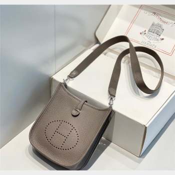 Hermes Evelyne Mini Bag 18cm in Togo Calfskin Tin Grey/Silver 2023 ( Half Handmade) (FL-231101054)