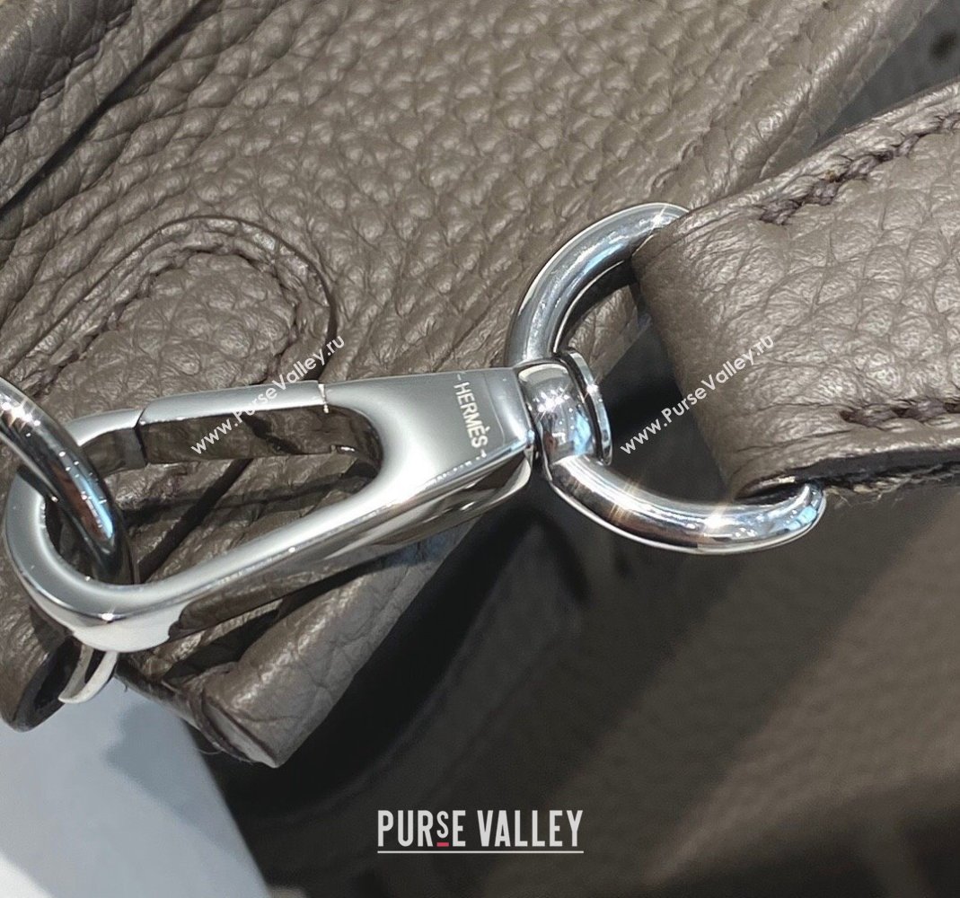 Hermes Evelyne Mini Bag 18cm in Togo Calfskin Tin Grey/Silver 2023 ( Half Handmade) (FL-231101054)