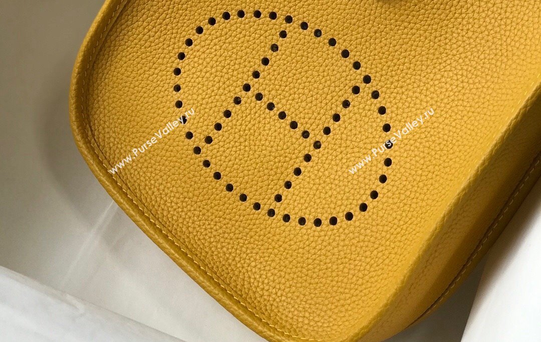 Hermes Evelyne Mini Bag 18cm in Togo Calfskin Amber Yellow 2023 ( Half Handmade) (FL-231101059)