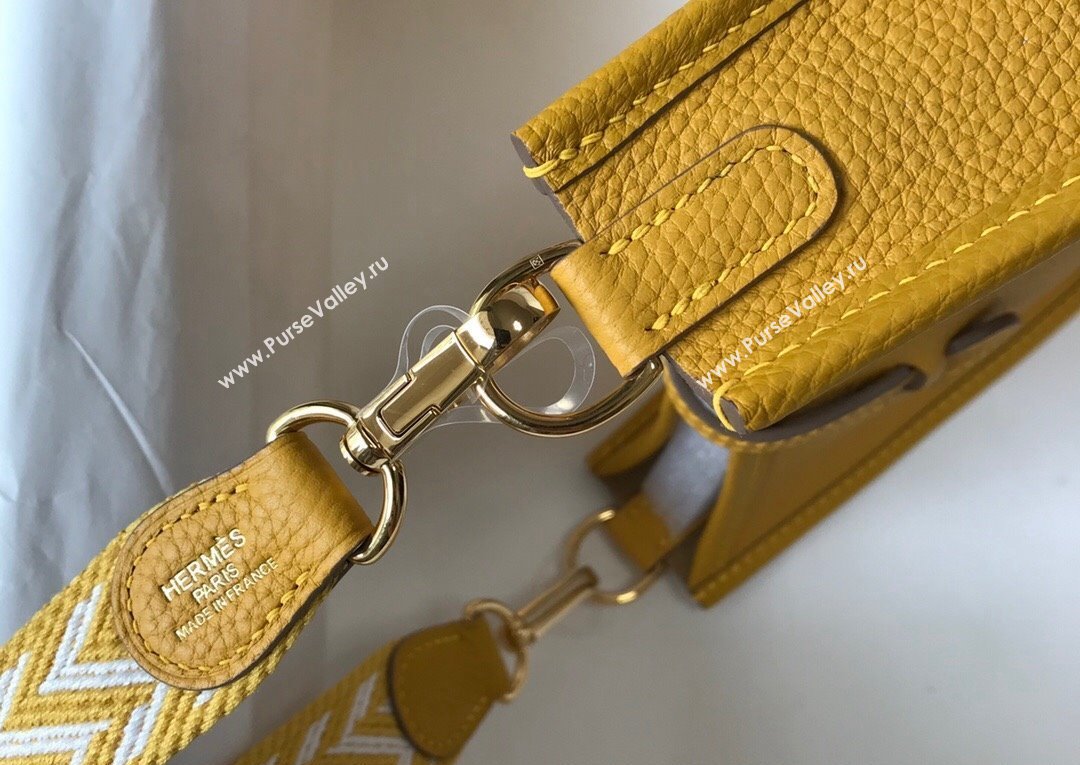 Hermes Evelyne Mini Bag 18cm in Togo Calfskin Amber Yellow 2023 ( Half Handmade) (FL-231101059)