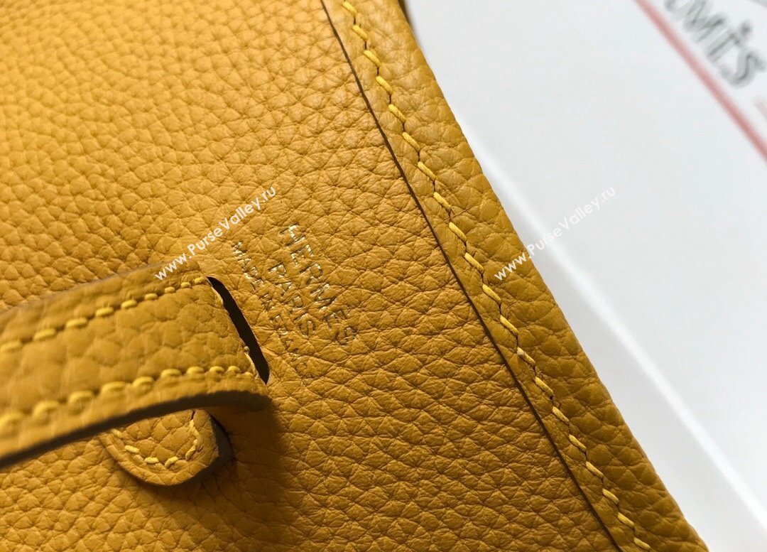 Hermes Evelyne Mini Bag 18cm in Togo Calfskin Amber Yellow 2023 ( Half Handmade) (FL-231101059)