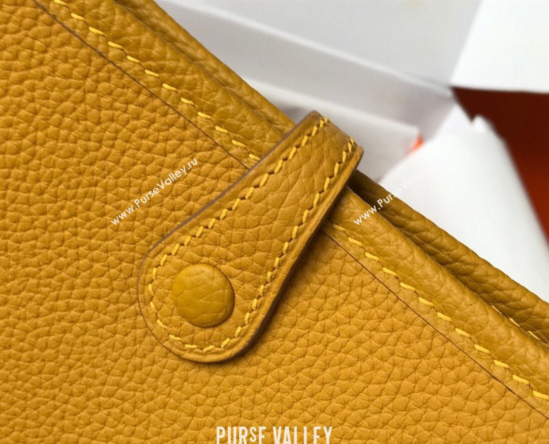 Hermes Evelyne Mini Bag 18cm in Togo Calfskin Amber Yellow 2023 ( Half Handmade) (FL-231101059)