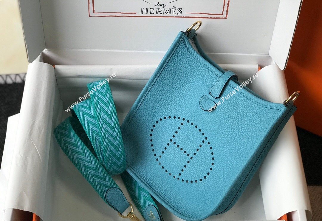 Hermes Evelyne Mini Bag 18cm in Togo Calfskin North Blue2023 ( Half Handmade) (FL-231101060)